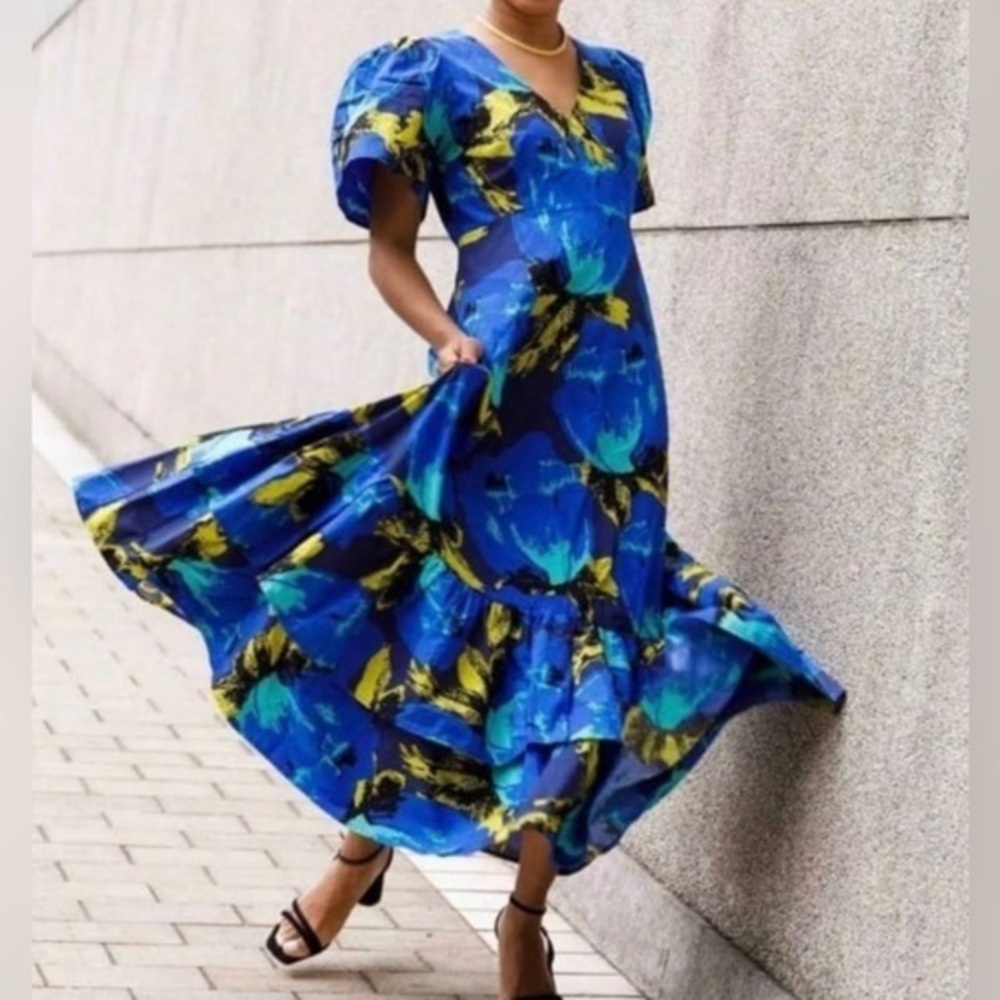 Christopher John Rogers x Target 14 dress ruffle sleeve‎ floral v-neck maxi tier